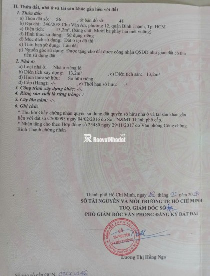 CHÍNH CHỦ BÁN NHÀ TRUNG TÂM BÌNH THẠNH - CHU VĂN AN - SỔ HỒNG RIÊNG - GIÁ 2.5 TỶ