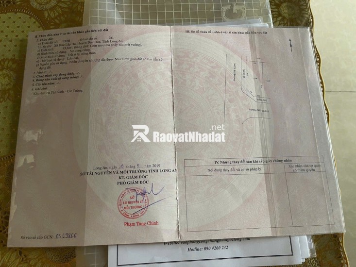 BÁN ĐẤT ĐỨC HOÀ TỈNH TÂY NINH - DT 93,6 M2 - SHR - 2TỶ050TR. LH:0903974577